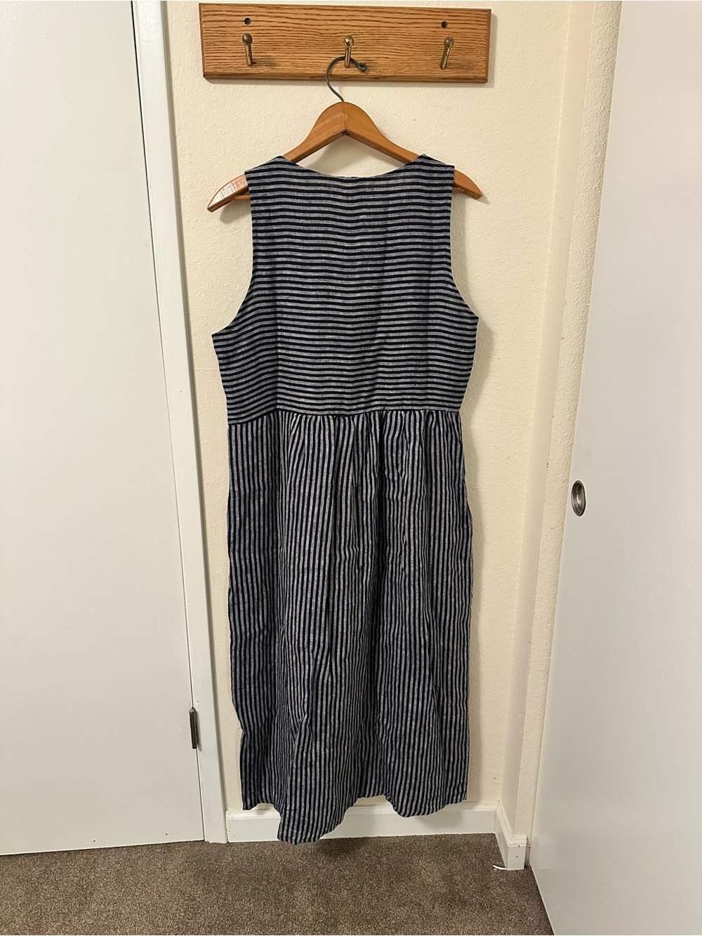 Pyne & Smith Navy and White Striped Linen Maxi Dress No. 21 - Picture 3 of 8